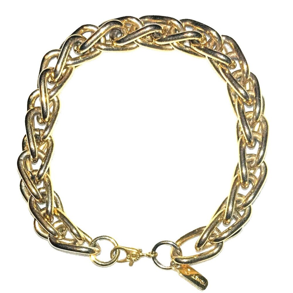 MONET Signed Vintage Gold Tone Chain Link Bracelet Polished Tagged Lobster Clasp